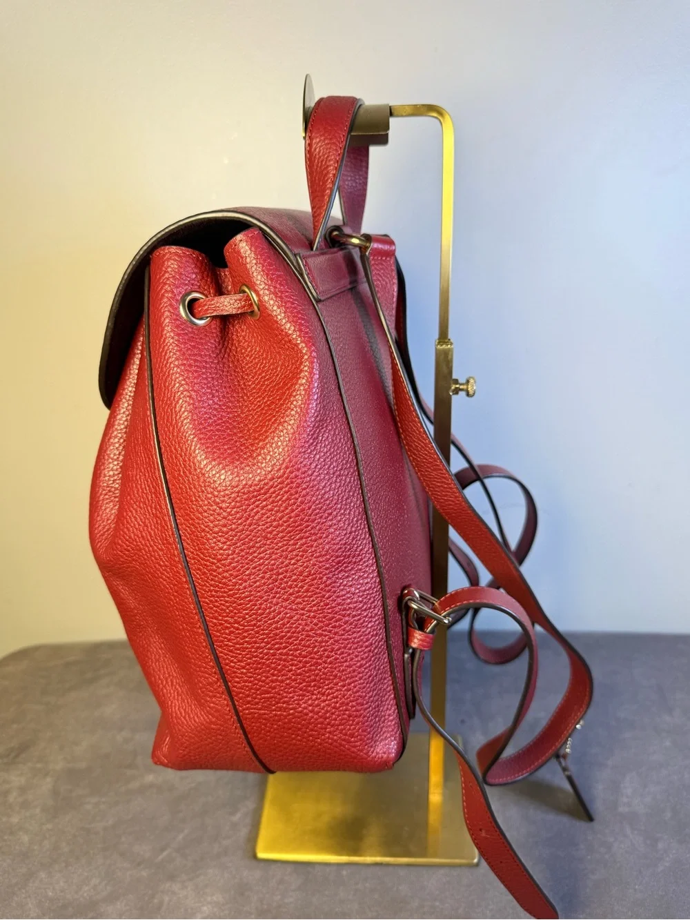 Coach Kleo Backpack Pebbled RED Leather gold toned hardware NWOT MEDIUM SIZE - Picture 5 of 14